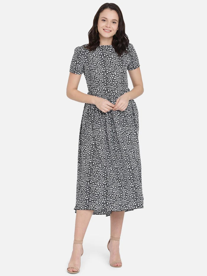 BLACK HIGH LOW MIDI DRESS